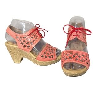 SPRING STEP Wedge Decorative Cut Out Lace Up Closure Made In Italy Women's 5.5